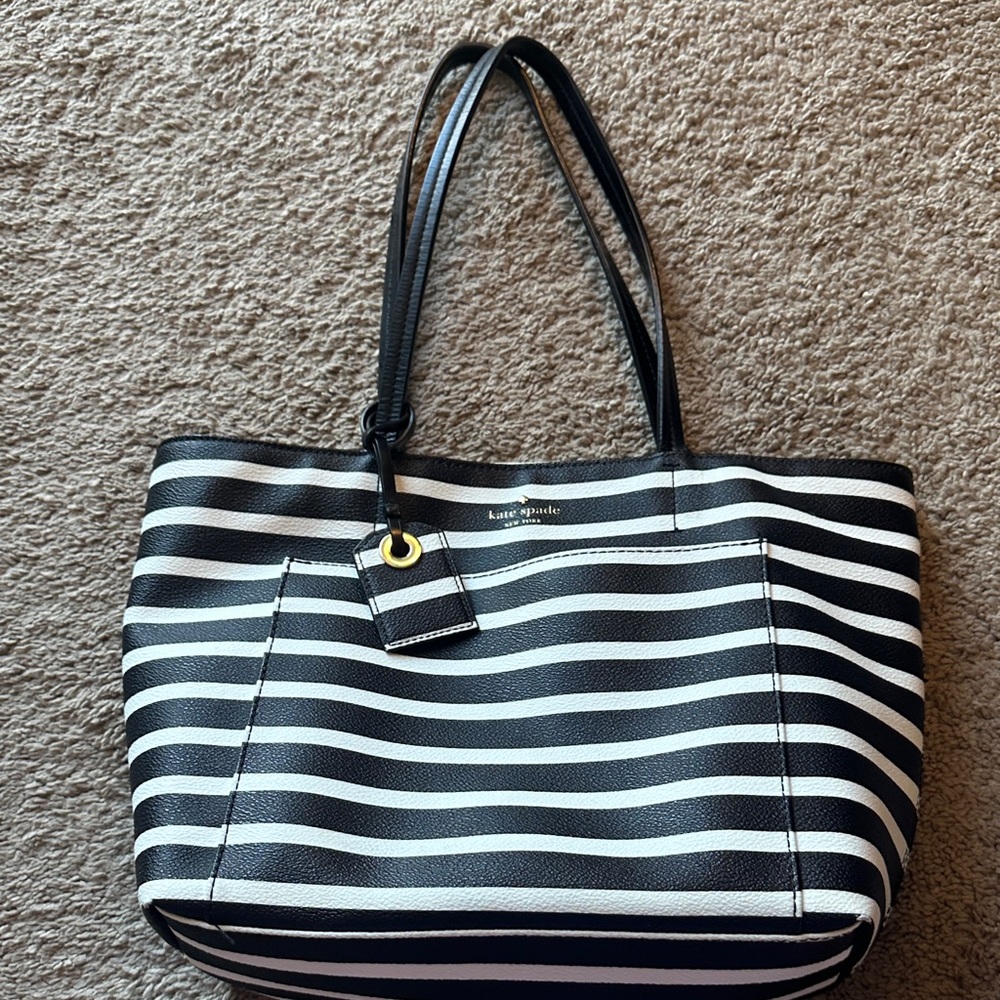 Kate Spade Black and White Striped Tote